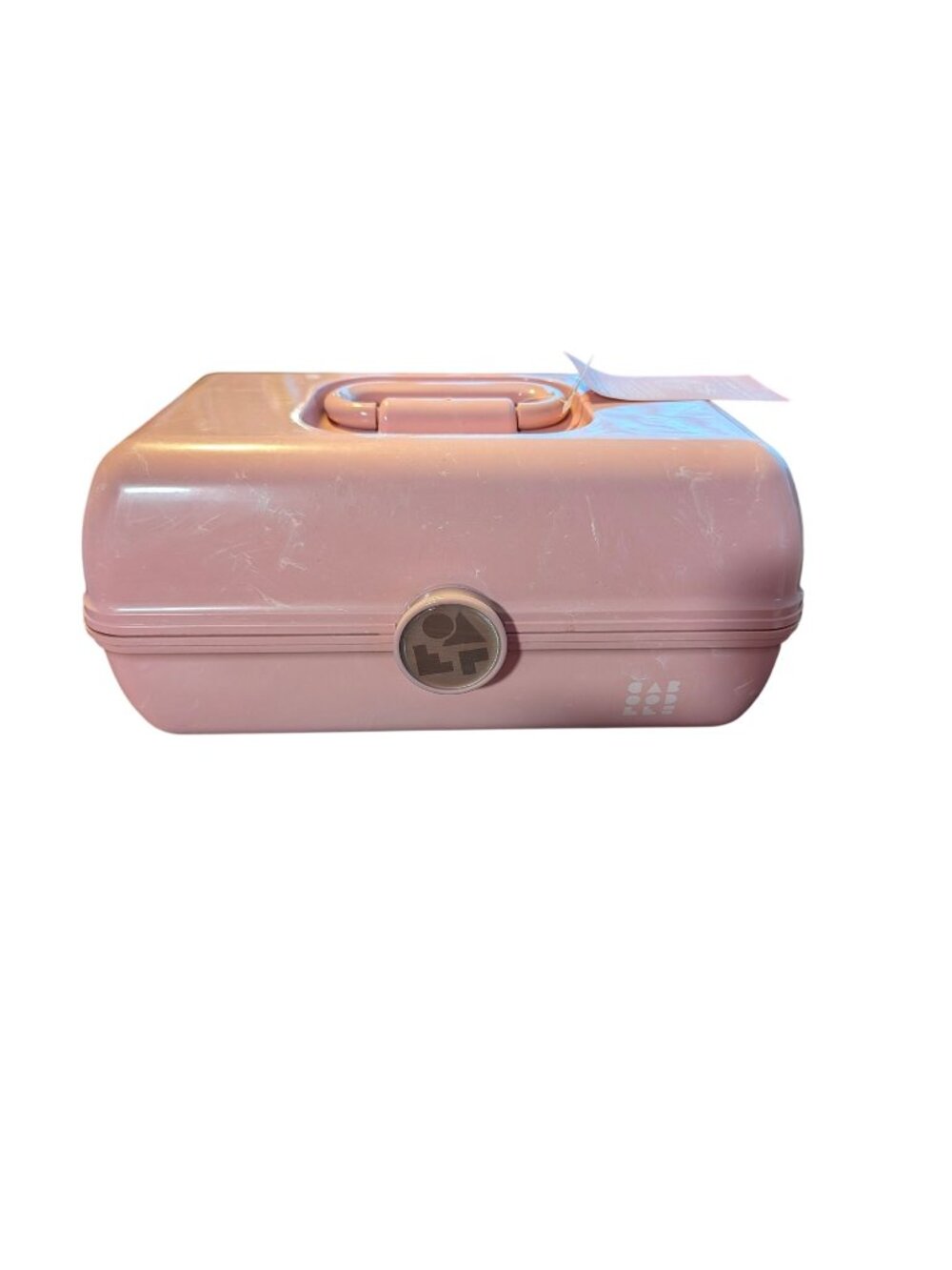 Caboodles Pink Retro Makeup Case With Handle & Tiered Tray Organizer